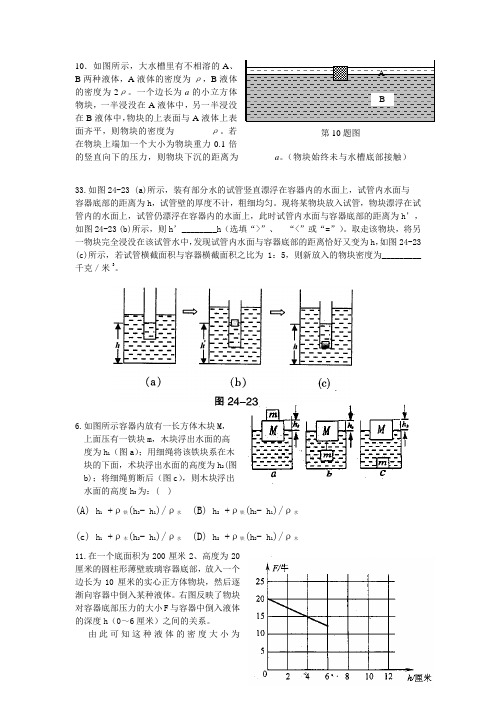 上海物理竞赛 浮力