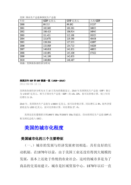 美国国内生产总值和国民生产总值