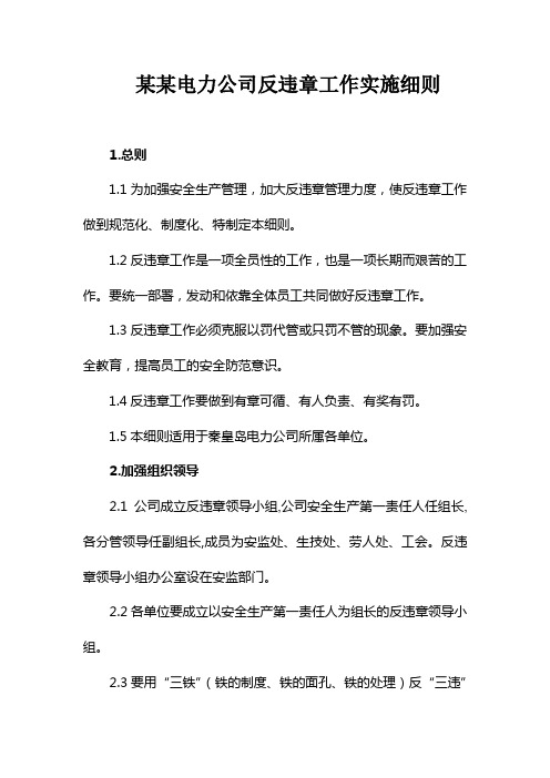 电力公司反违章工作实施细则