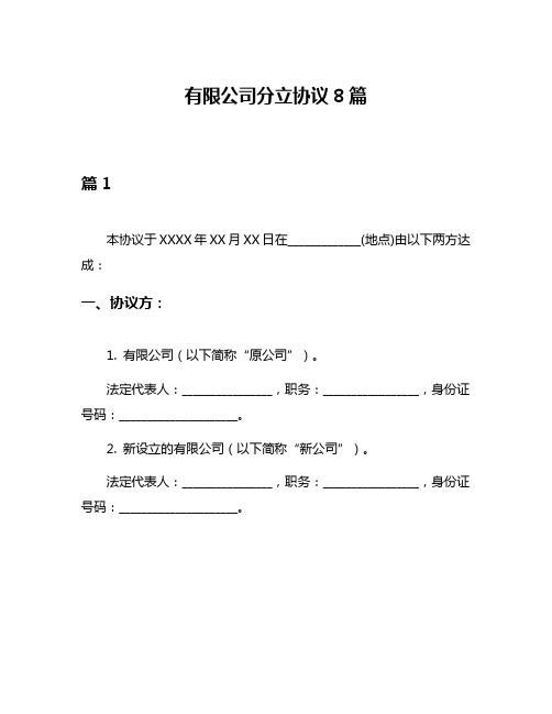 有限公司分立协议8篇