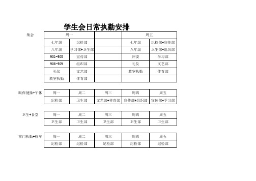 日常执勤安排表