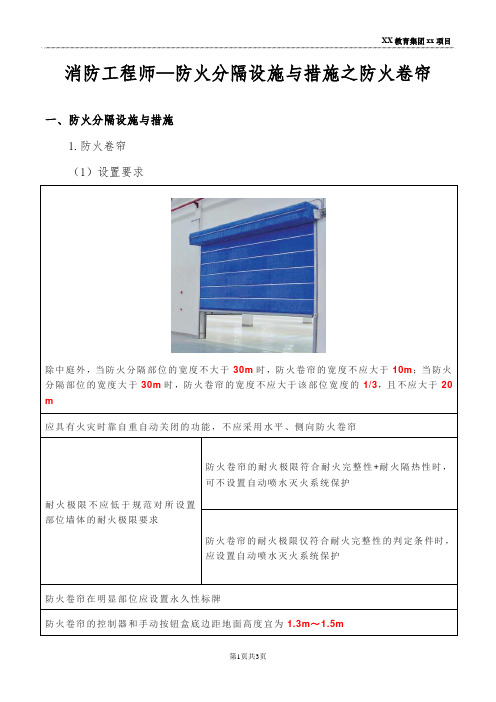 消防工程师—防火分隔设施与措施之防火卷帘