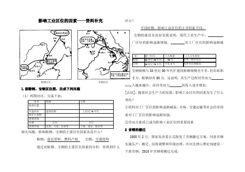 高中地理影响工业区位的因素鲁教版必修2