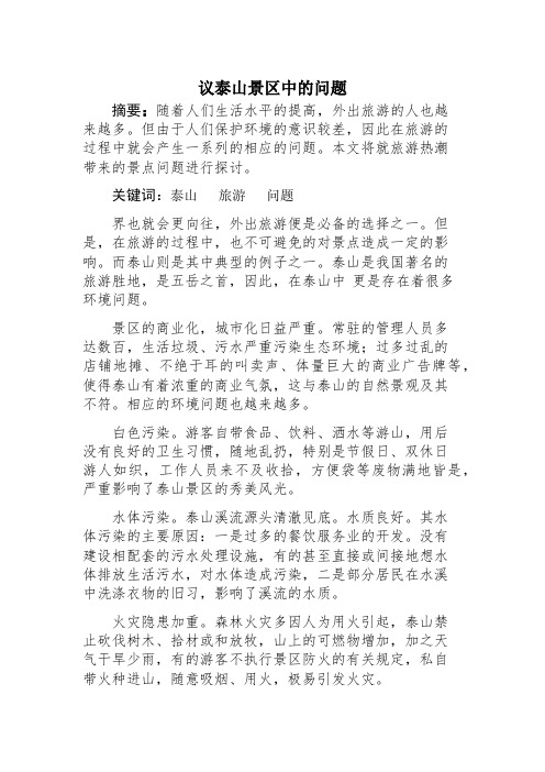 议泰山景区中的问题