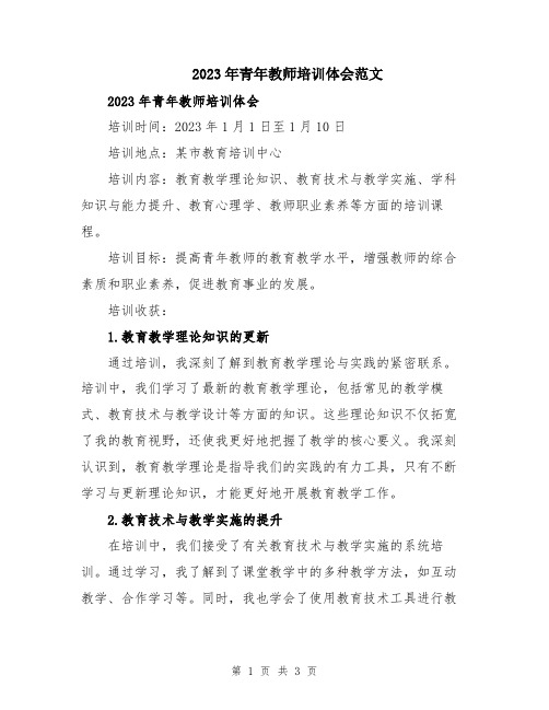 2023年青年教师培训体会范文