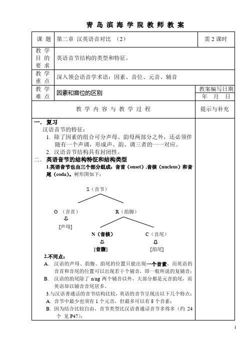 汉英语言对比教案