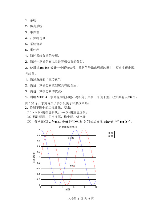 计算机仿真复习资料