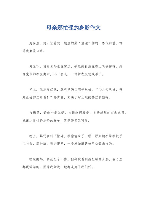 母亲那忙碌的身影作文