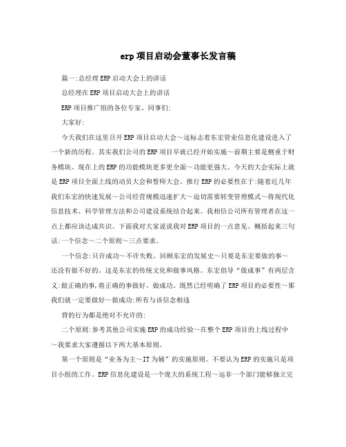 erp项目启动会董事长发言稿