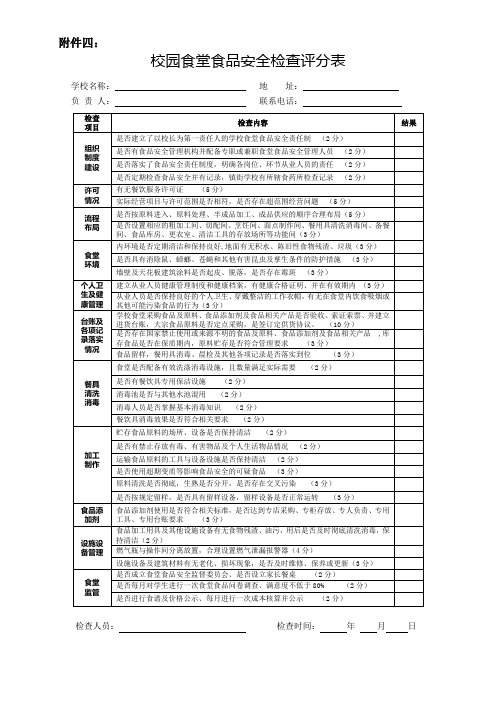 1-办公室_附件4 校园食堂食品安全检查评分表