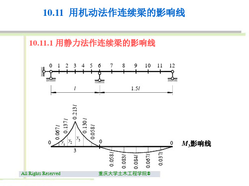 10.11  用机动法作连续梁的影响线