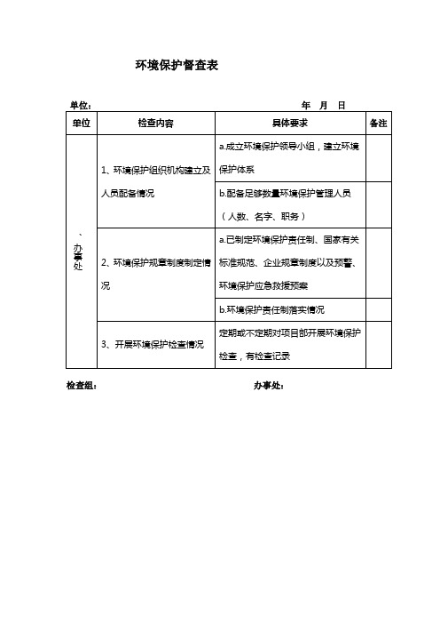 三、环境保护督查表