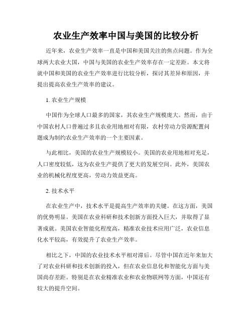 农业生产效率中国与美国的比较分析