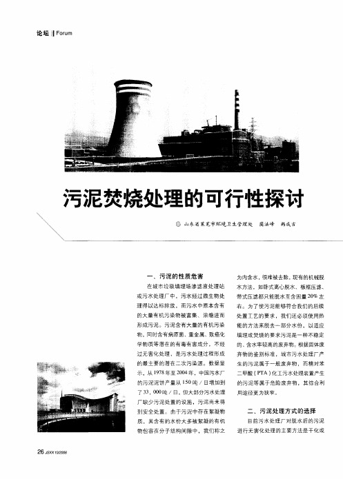污泥焚烧处理的可行性探讨