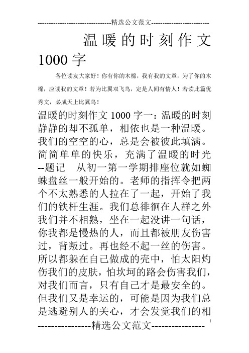 温暖的时刻作文1000字