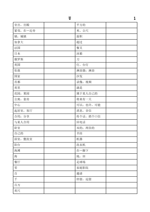 牛津初中英语译林版7B全册单词默写表