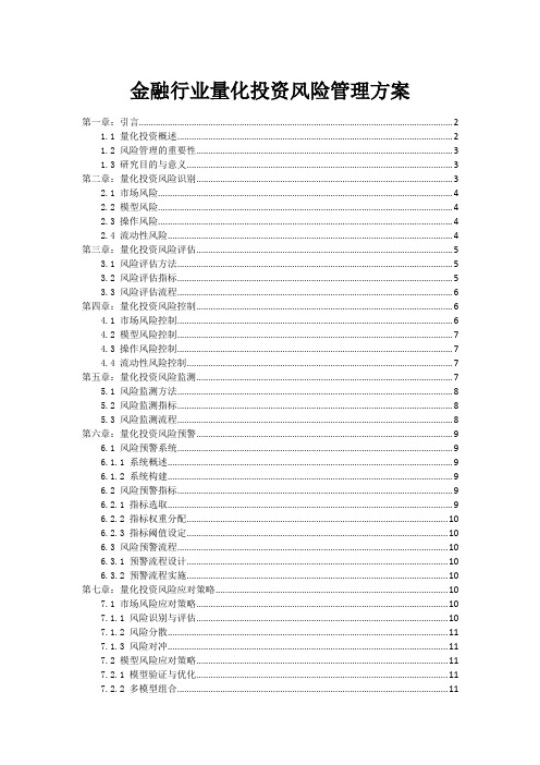 金融行业量化投资风险管理方案