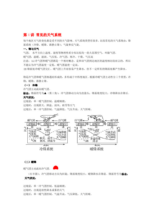 2020届高考地理一轮复习专题24常见的天气系统教案含解析