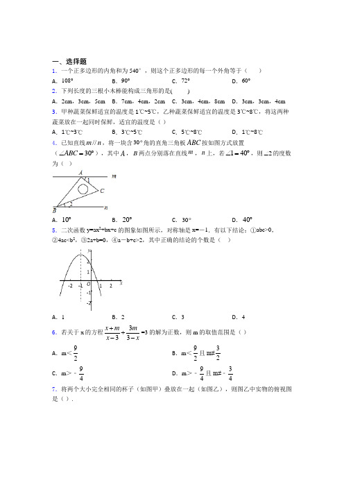 【精选试卷】成都市实验中学中考数学专项练习经典练习(答案解析) (2)