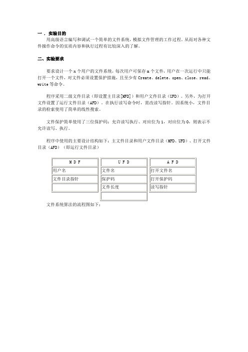 操作系统 文件系统 实验程序