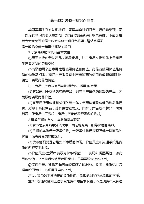 高一政治必修一知识点框架