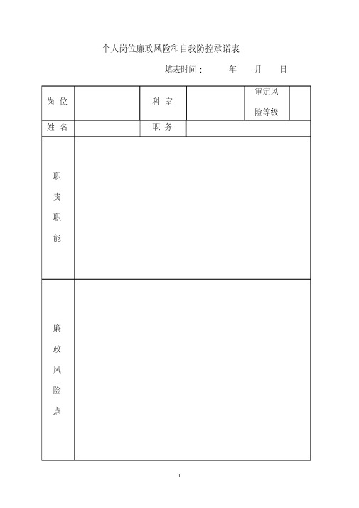 市畜牧兽医局廉政风险预警防控个人承诺表