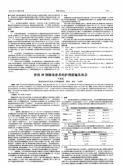 骨科28例梅毒患者的护理措施及体会