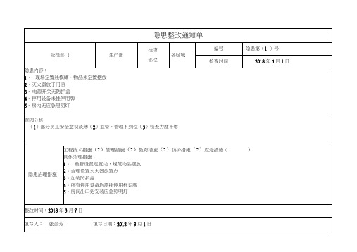 隐患整改通知单(模板)