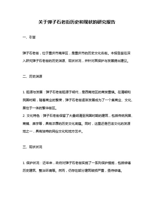 关于弹子石老街历史和现状的研究报告