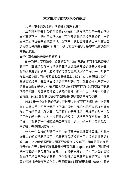 大学生夏令营的收获心得感想