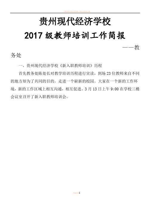 2017级教师培训工作简报