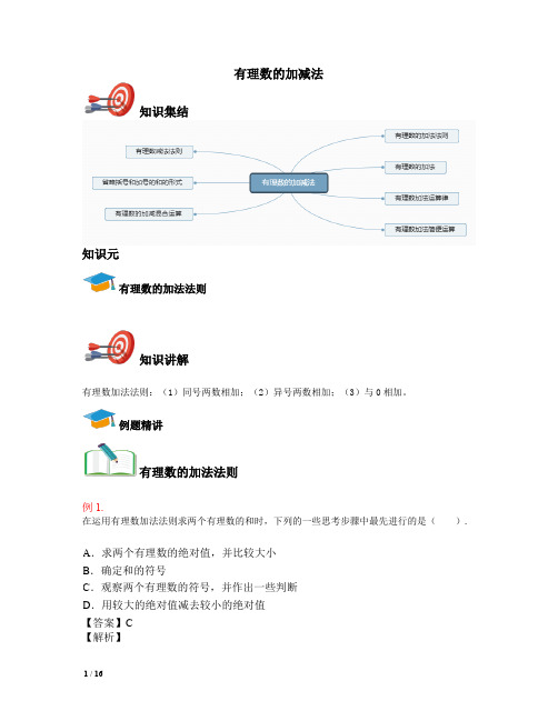 【精品初一复习课件】有理数的加减法