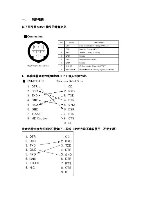 sony摄像机控制线序及命令