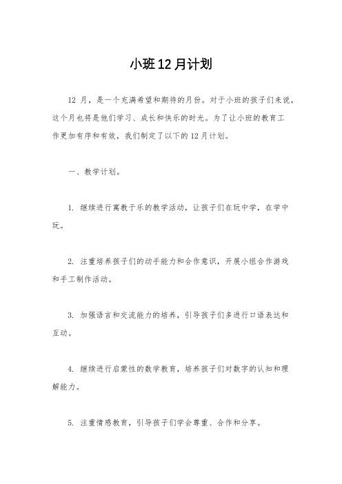 小班12月计划