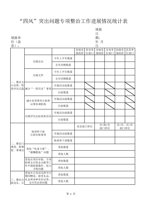 专项整治情况统计表