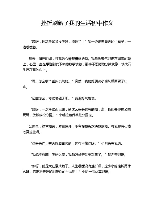 挫折刷新了我的生活初中作文