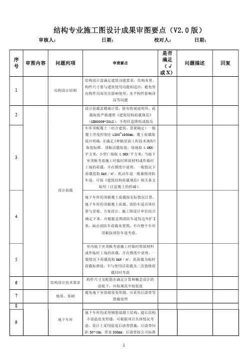 结构施工图阶段审图要点 