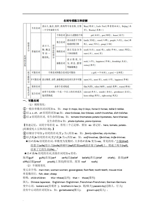 初中英语名词专项练习题