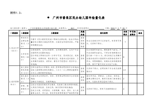 广州市番禺区民办幼儿园年检量化表