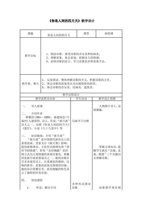新人教版(部编)九年级语文上册《一单元 活动.探究 4 你是人间的四月天——一句爱的赞颂》优质课教案_20