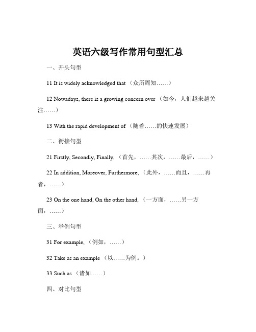 英语六级写作常用句型汇总