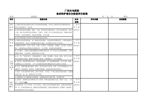 急诊科护理安全检查表