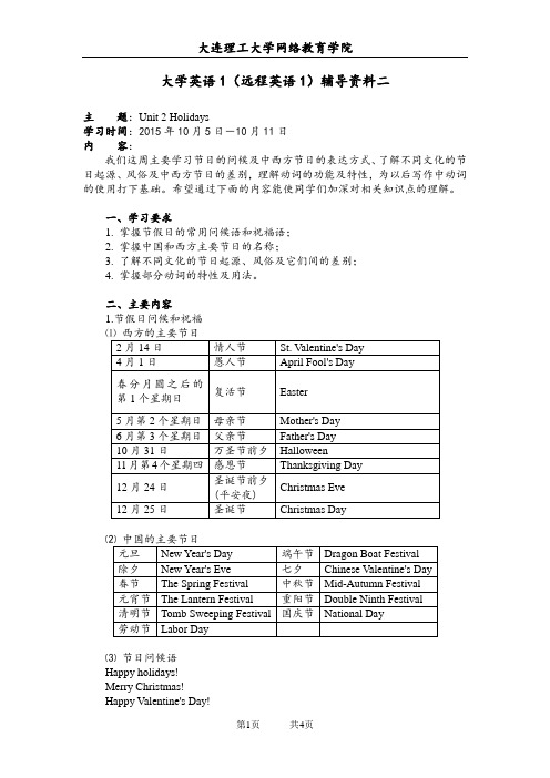 大工15秋《大学英语1(远程英语1)》辅导资料二