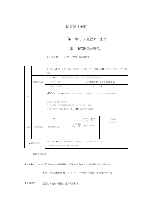 2019秋人教版历史与社会七年级上册附录(复习提纲)：第一单元人在社会中生活