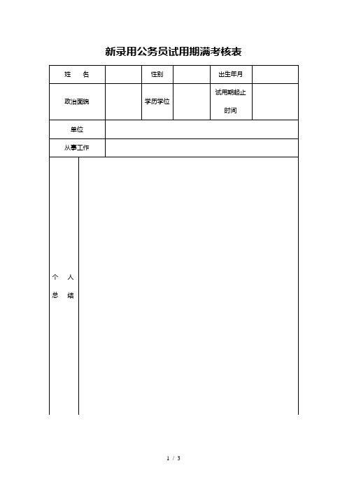 新录用公务员试用期满考核表