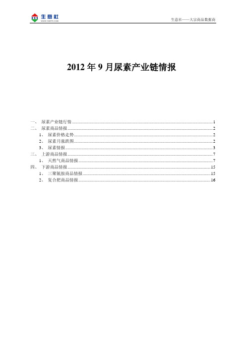 2012年9月尿素产业链情报