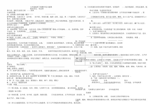 最全人教版七年级地理下册期中复习提纲