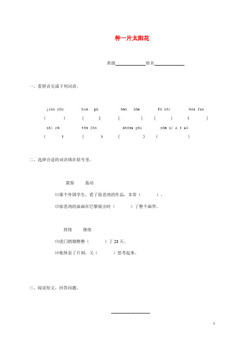 四年级语文下册 种一片太阳花一课一练 北师大版.