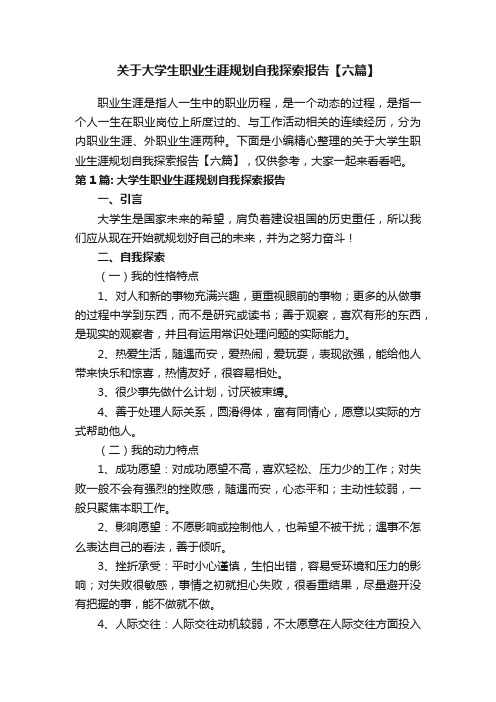 关于大学生职业生涯规划自我探索报告【六篇】