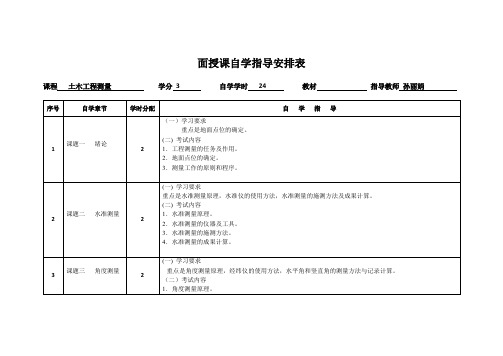 面授课自学指导安排